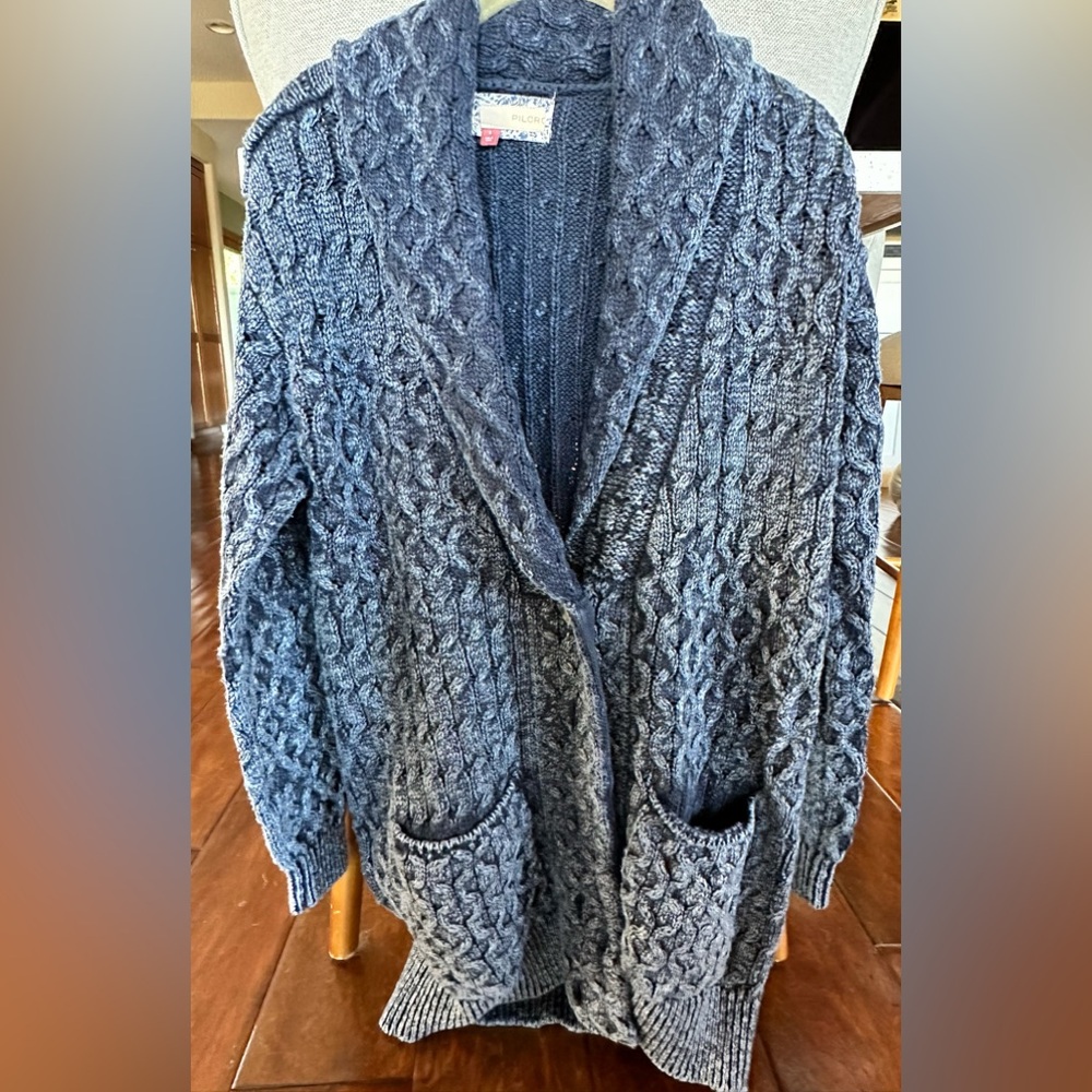 Anthropology blue long cardigan